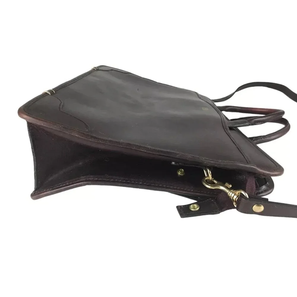 Dilana Briefcase Document‎ Case Unisex Brown Leather Detachable Strap Bag